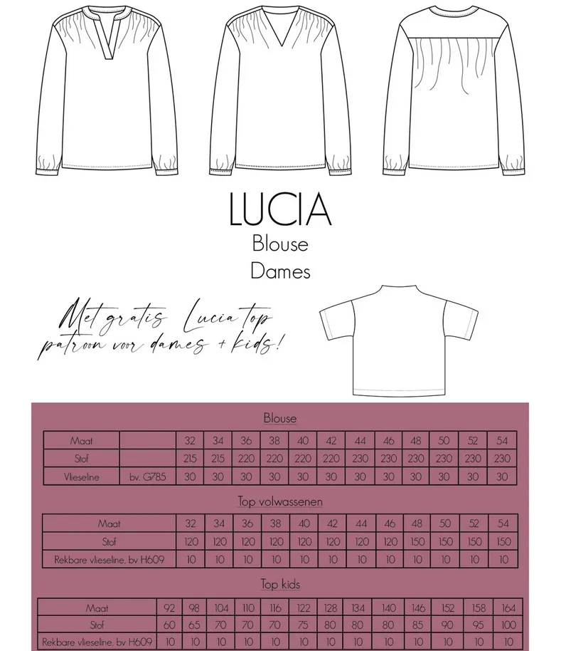 Patroon Lucia Blouse Dames  - Bel' etoile